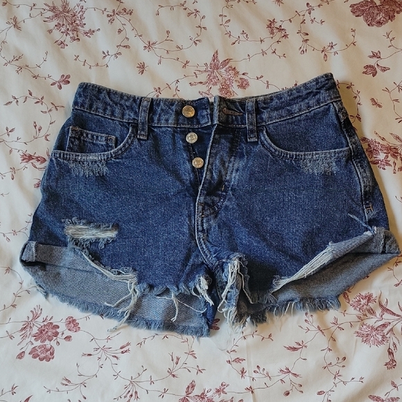 Forever 21 Blue Jean Shorts Distressed Cut-Offs - Picture 1 of 3